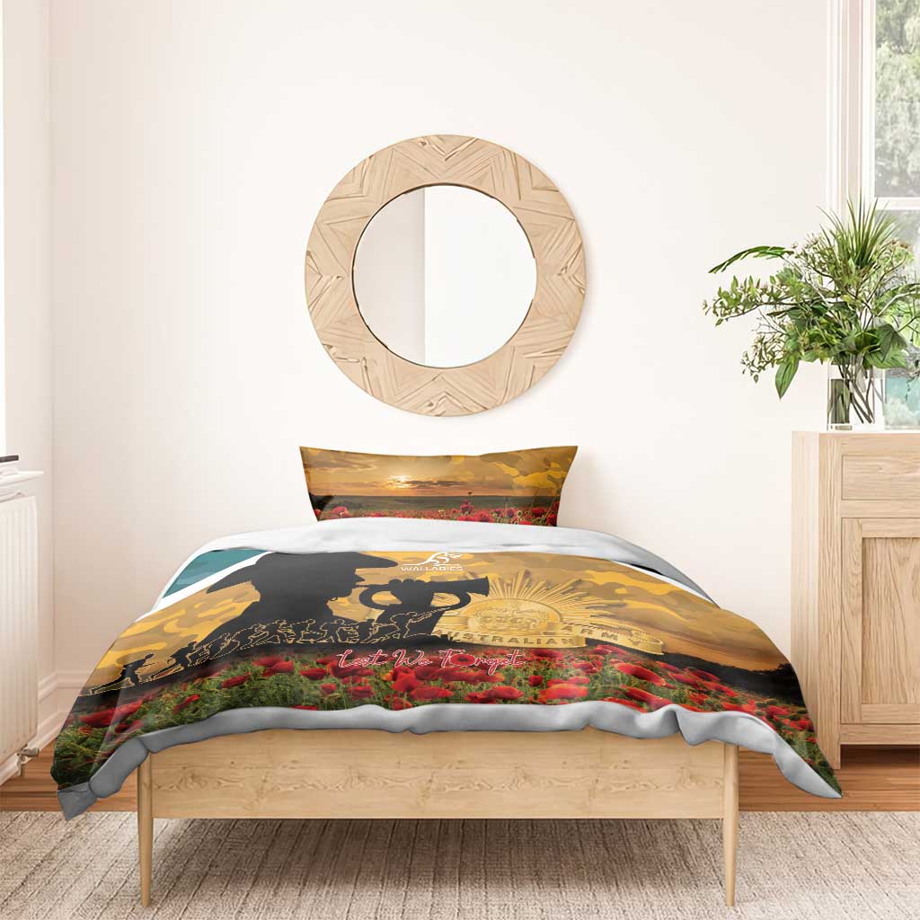 Wallabies ANZAC Day Bedding Set Last Post Poppy Lest We Forget
