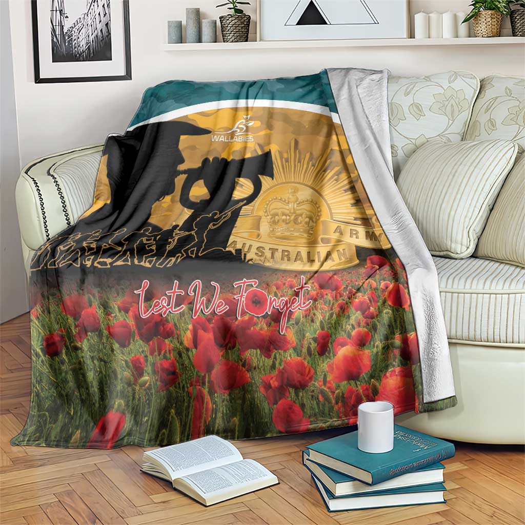Wallabies ANZAC Day Blanket Last Post Poppy Lest We Forget