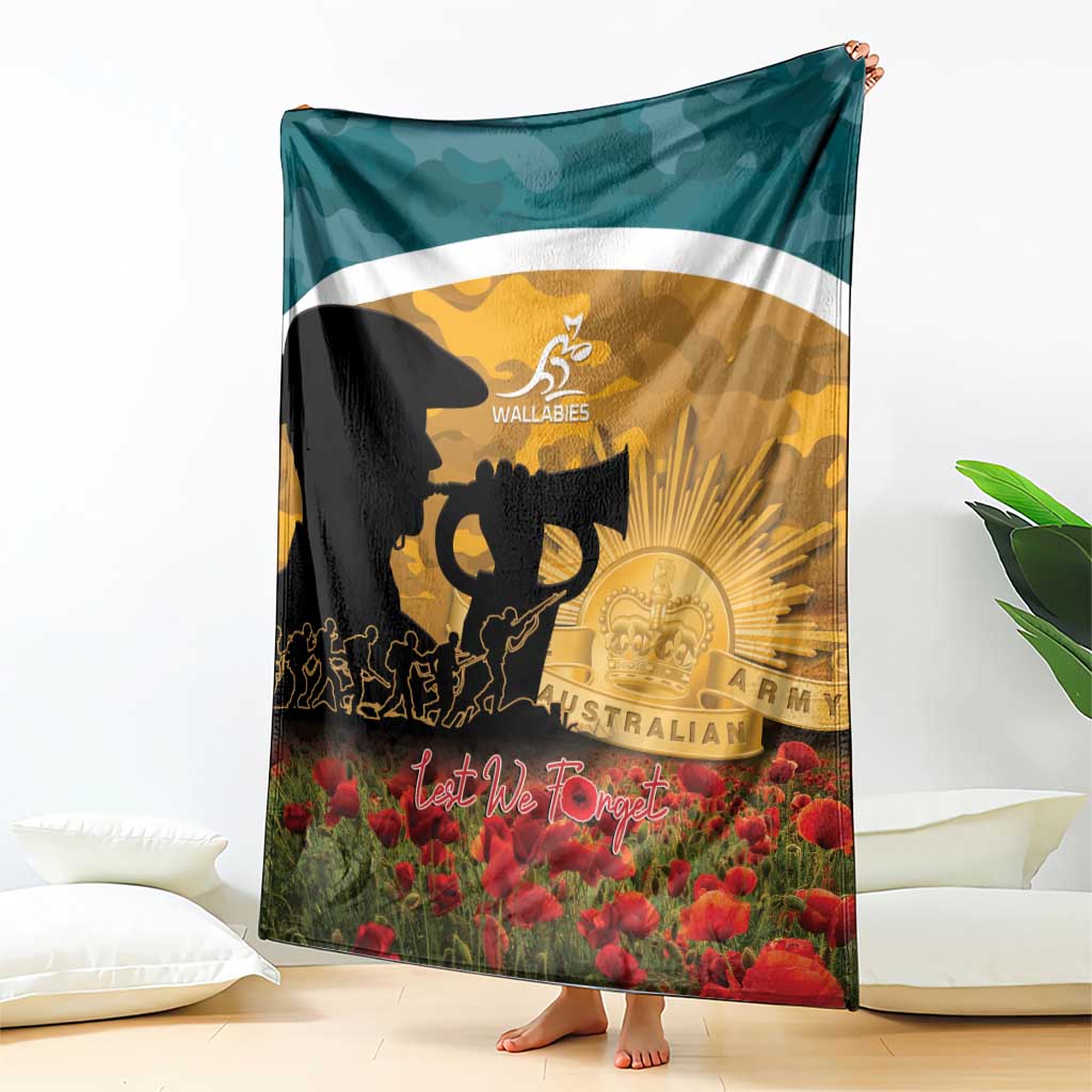 Wallabies ANZAC Day Blanket Last Post Poppy Lest We Forget