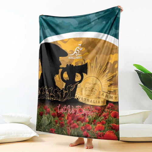 Wallabies ANZAC Day Blanket Last Post Poppy Lest We Forget
