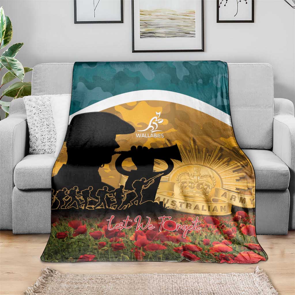 Wallabies ANZAC Day Blanket Last Post Poppy Lest We Forget
