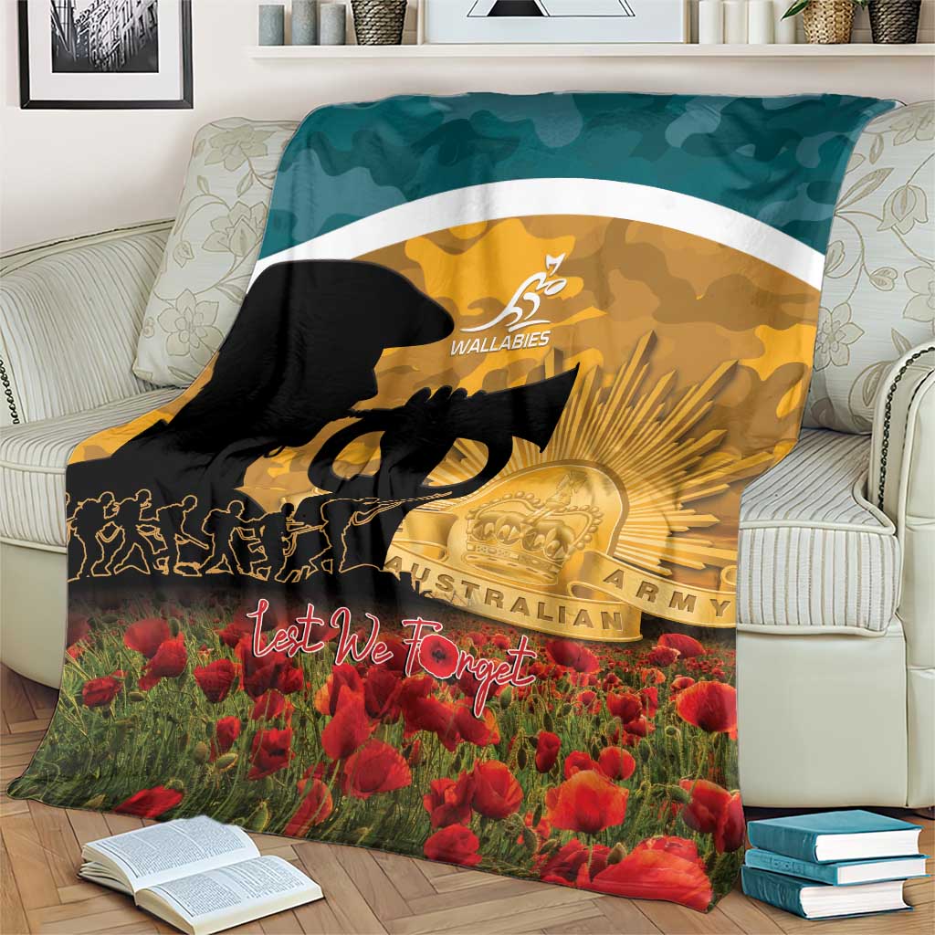 Wallabies ANZAC Day Blanket Last Post Poppy Lest We Forget