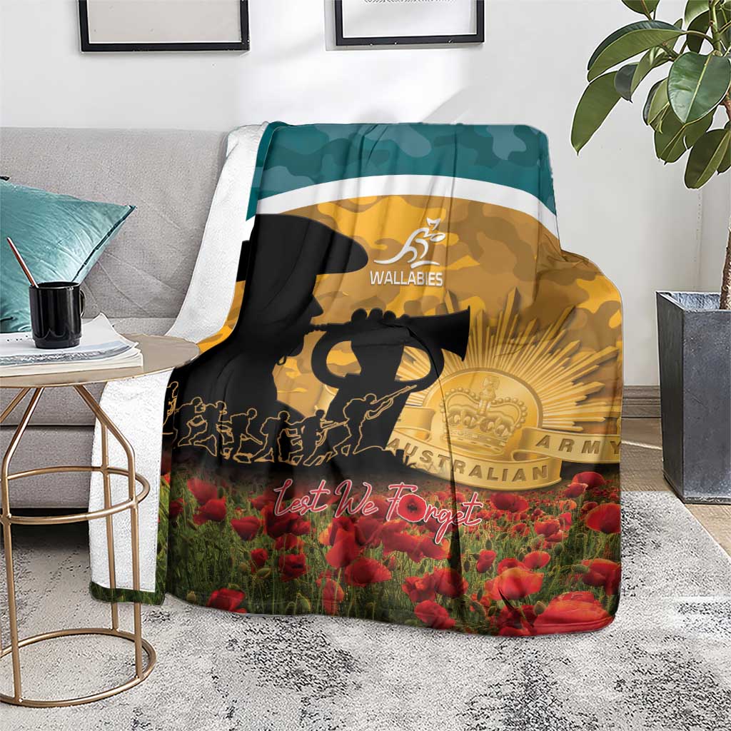 Wallabies ANZAC Day Blanket Last Post Poppy Lest We Forget