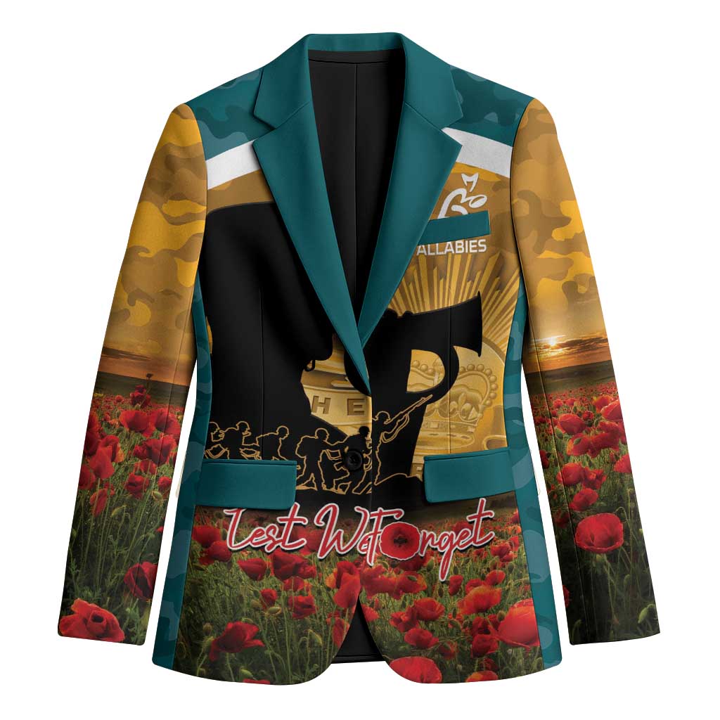 Personalised Wallabies ANZAC Day Blazer Last Post Poppy Lest We Forget