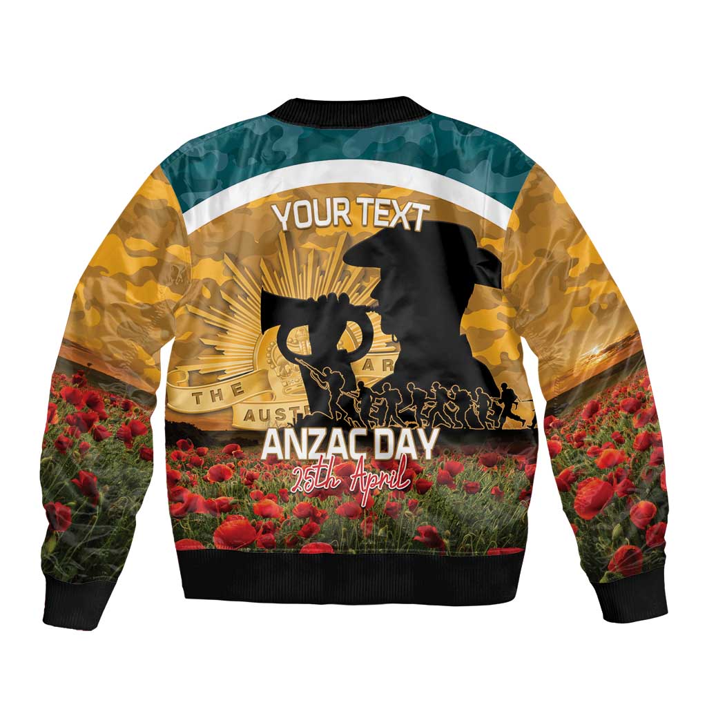 Personalised Wallabies ANZAC Day Bomber Jacket Last Post Poppy Lest We Forget