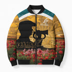 Personalised Wallabies ANZAC Day Bomber Puffer Jacket Last Post Poppy Lest We Forget