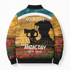 Personalised Wallabies ANZAC Day Bomber Puffer Jacket Last Post Poppy Lest We Forget