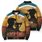 Personalised Wallabies ANZAC Day Bomber Puffer Jacket Last Post Poppy Lest We Forget