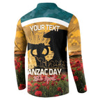 Personalised Wallabies ANZAC Day Button Sweatshirt Last Post Poppy Lest We Forget