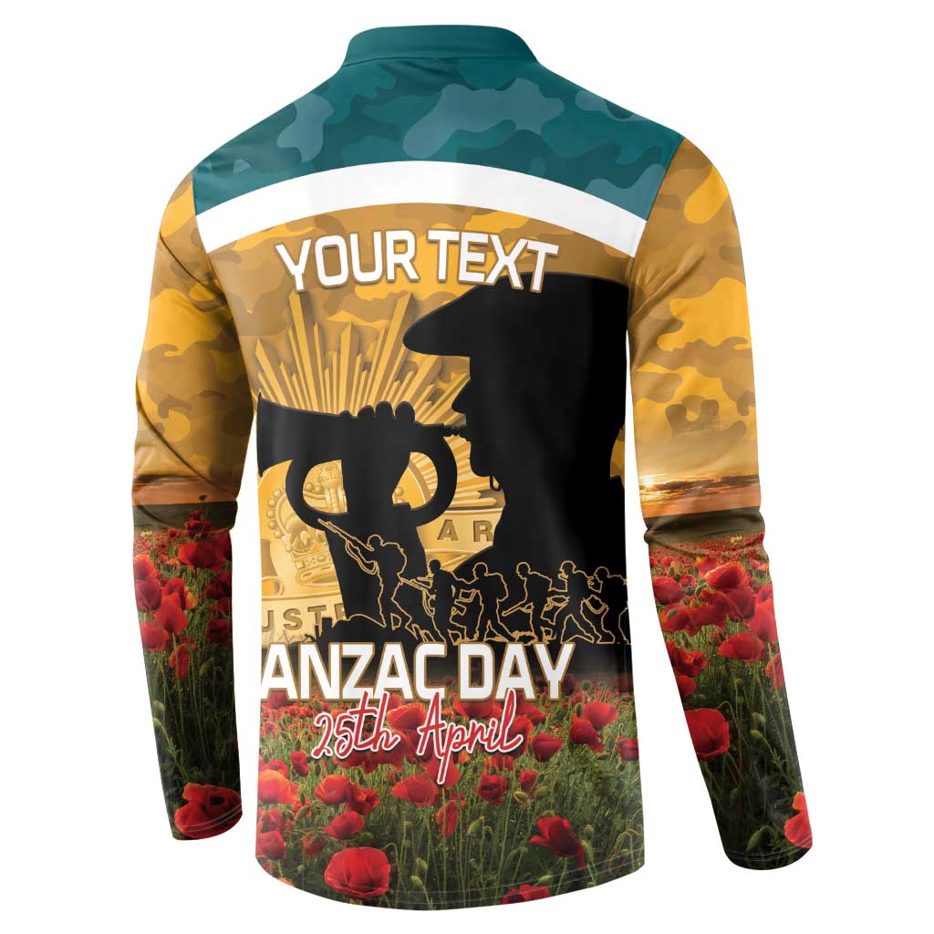 Personalised Wallabies ANZAC Day Button Sweatshirt Last Post Poppy Lest We Forget