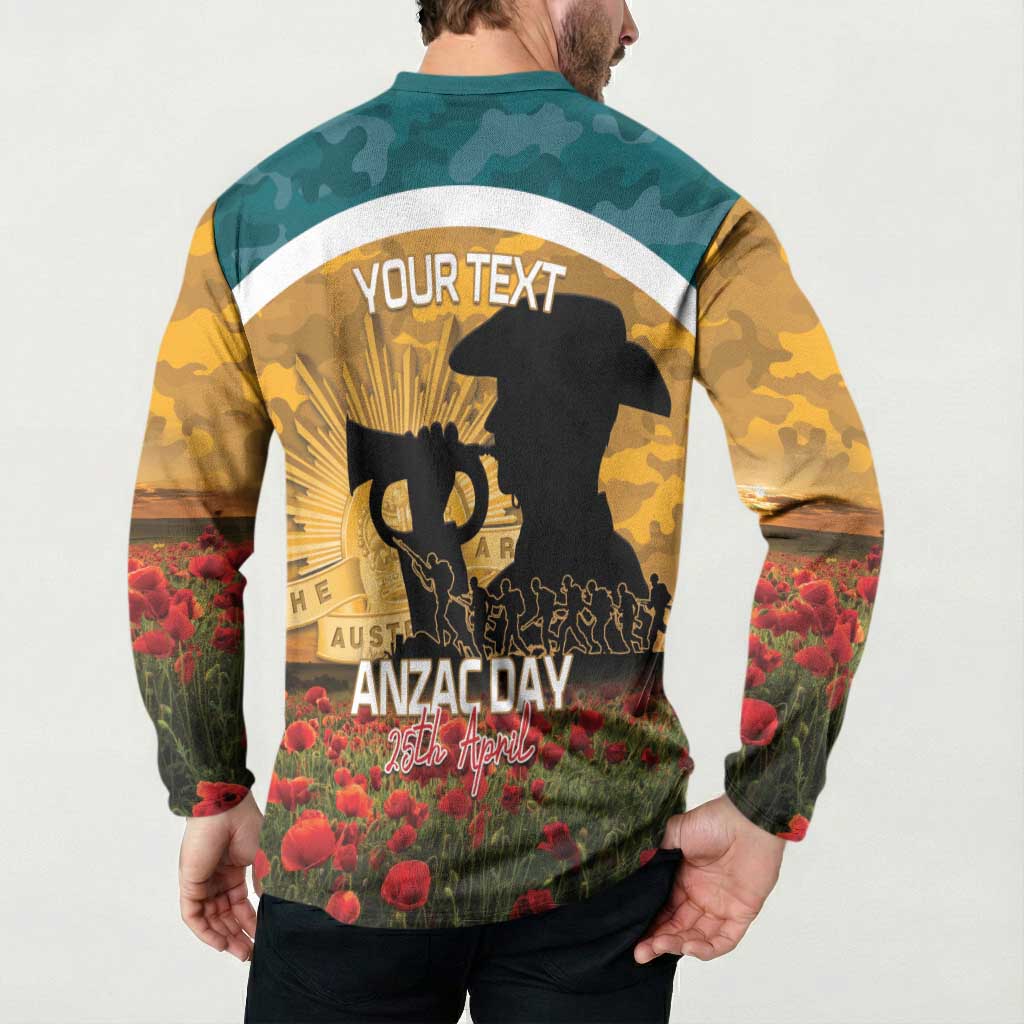Personalised Wallabies ANZAC Day Button Sweatshirt Last Post Poppy Lest We Forget