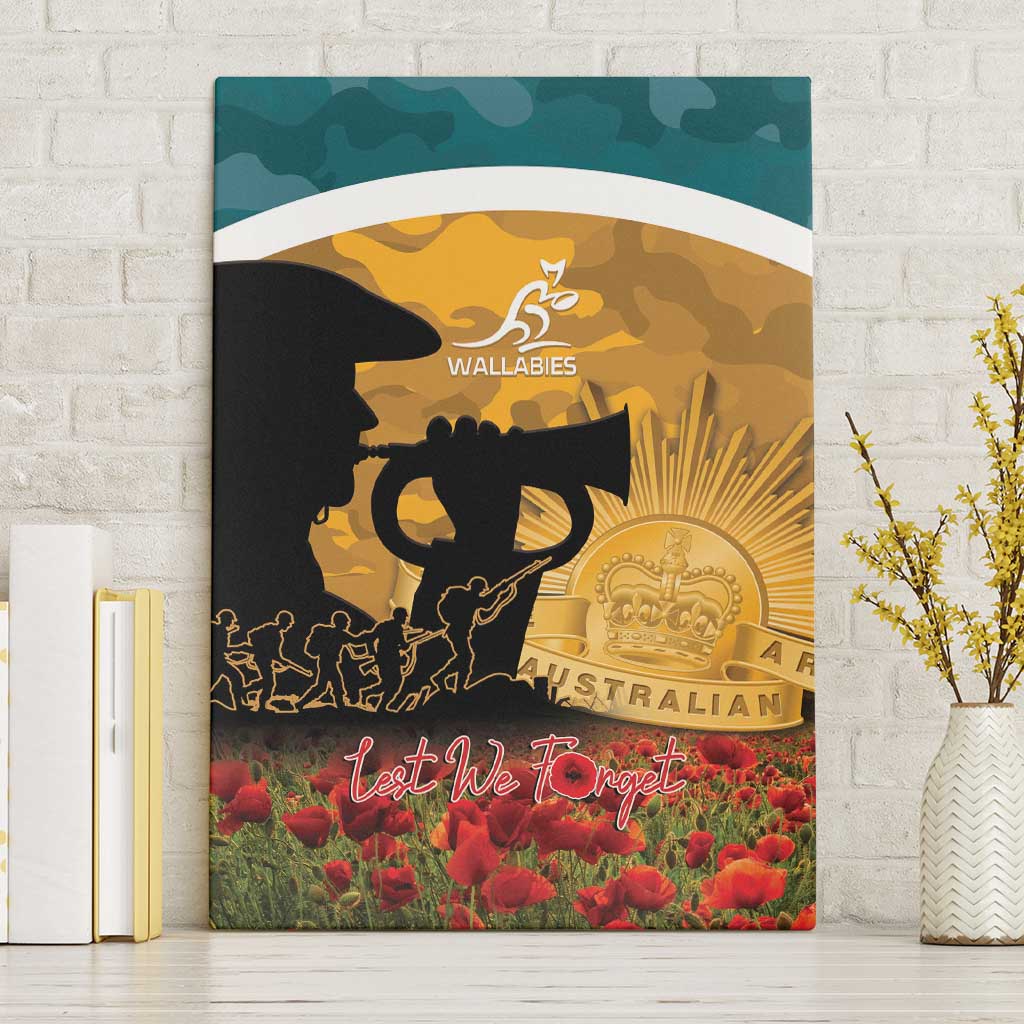 Wallabies ANZAC Day Canvas Wall Art Last Post Poppy Lest We Forget