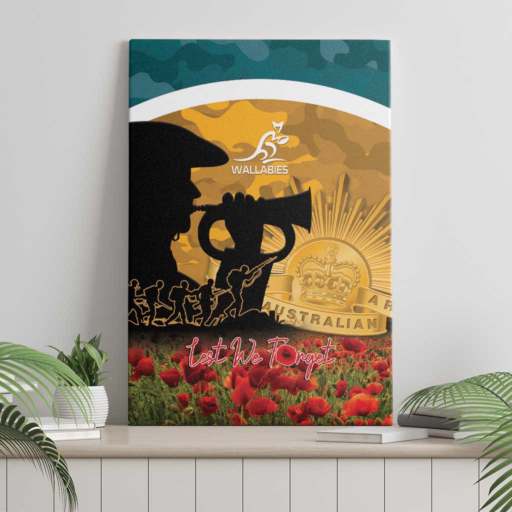Wallabies ANZAC Day Canvas Wall Art Last Post Poppy Lest We Forget
