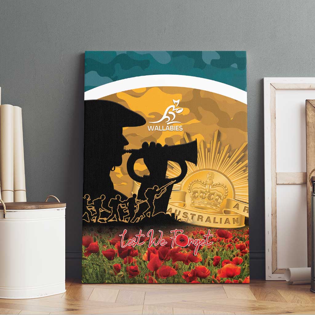 Wallabies ANZAC Day Canvas Wall Art Last Post Poppy Lest We Forget