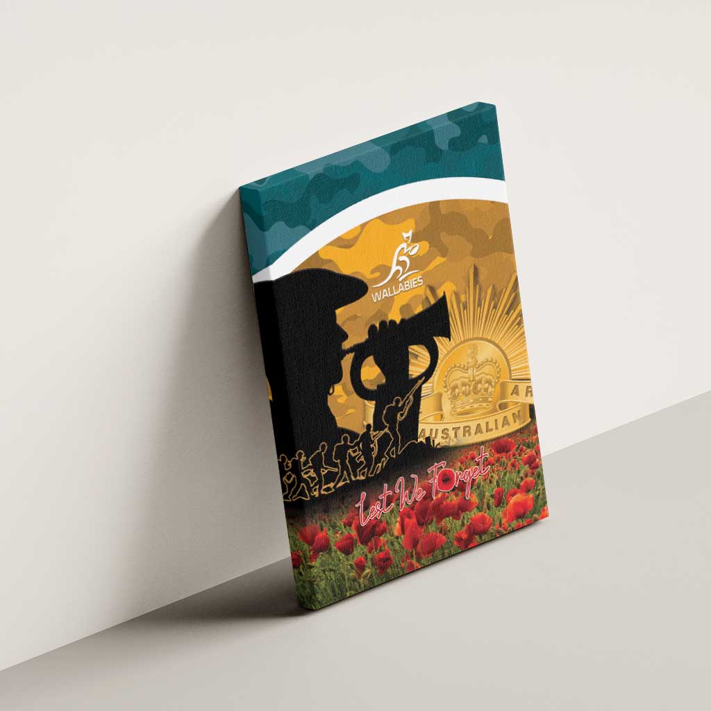 Wallabies ANZAC Day Canvas Wall Art Last Post Poppy Lest We Forget