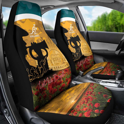 Wallabies ANZAC Day Car Seat Cover Last Post Poppy Lest We Forget
