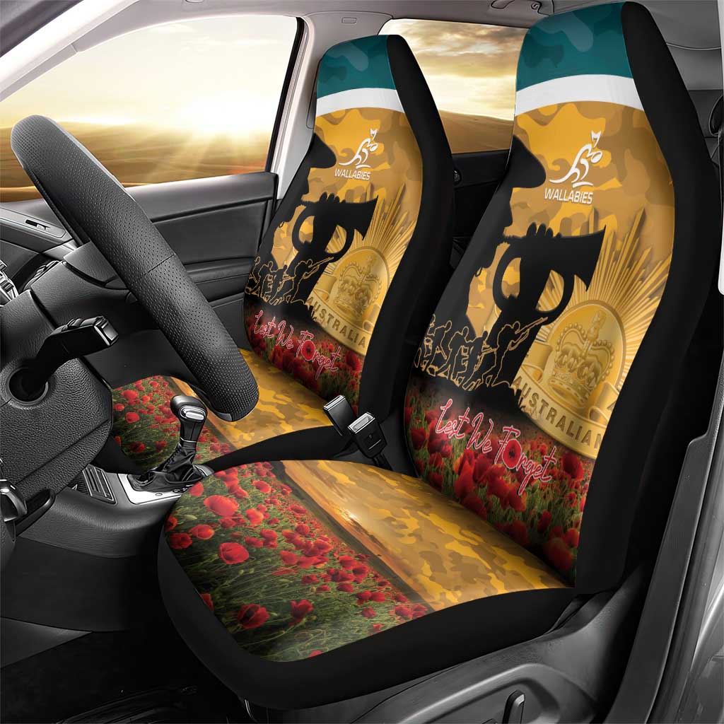 Wallabies ANZAC Day Car Seat Cover Last Post Poppy Lest We Forget