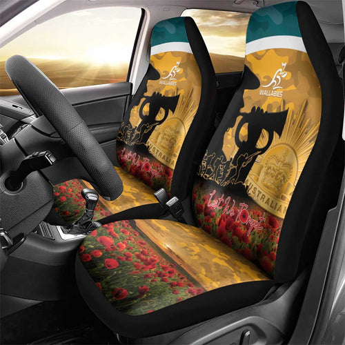 Wallabies ANZAC Day Car Seat Cover Last Post Poppy Lest We Forget