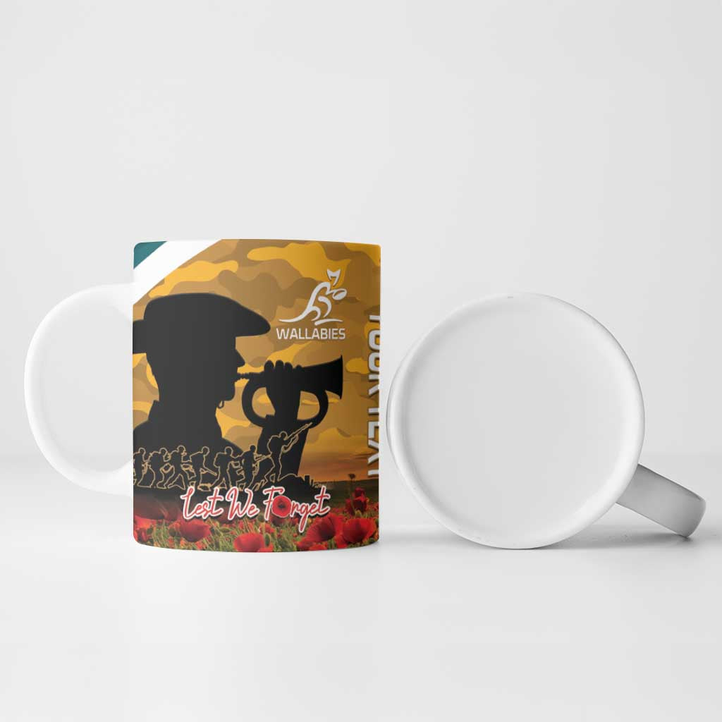 Personalised Wallabies ANZAC Day Ceramic Mug Last Post Poppy Lest We Forget