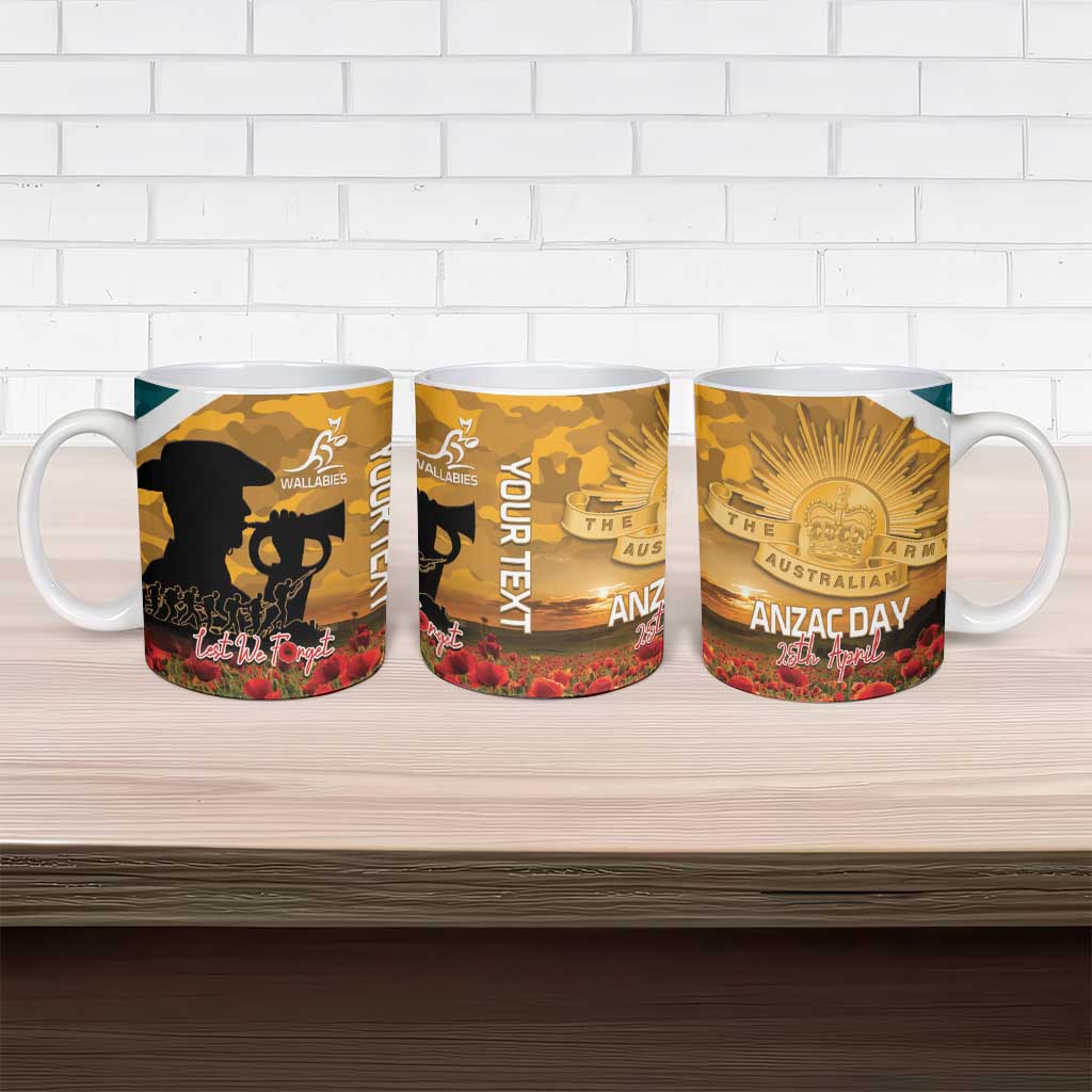 Personalised Wallabies ANZAC Day Ceramic Mug Last Post Poppy Lest We Forget