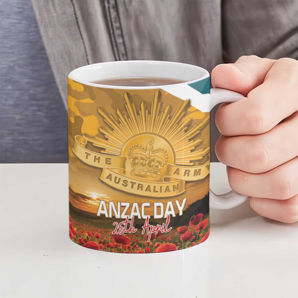 Personalised Wallabies ANZAC Day Ceramic Mug Last Post Poppy Lest We Forget