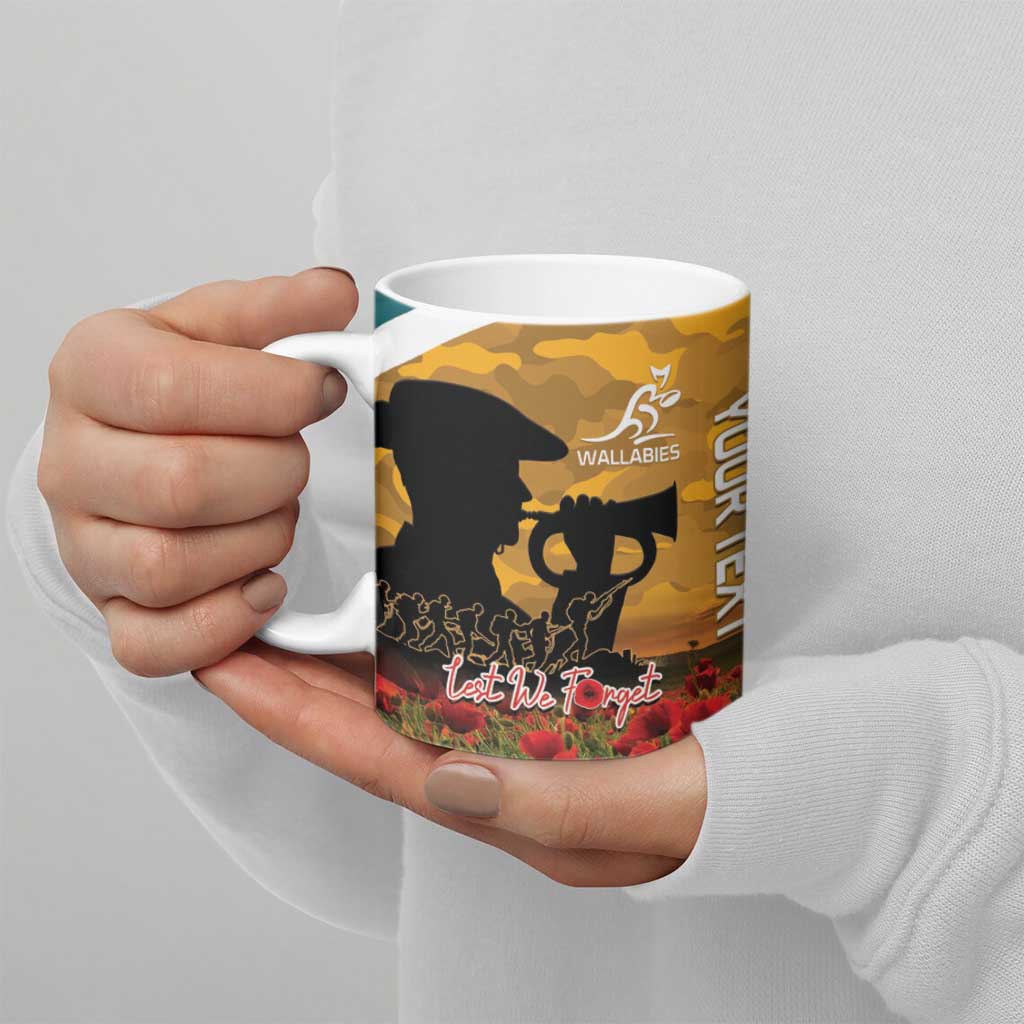 Personalised Wallabies ANZAC Day Ceramic Mug Last Post Poppy Lest We Forget
