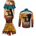 Personalised Wallabies ANZAC Day Couples Matching Mermaid Dress and Long Sleeve Button Shirt Last Post Poppy Lest We Forget