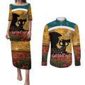 Personalised Wallabies ANZAC Day Couples Matching Puletasi and Long Sleeve Button Shirt Last Post Poppy Lest We Forget