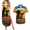 Personalised Wallabies ANZAC Day Couples Matching Summer Maxi Dress and Hawaiian Shirt Last Post Poppy Lest We Forget