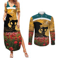 Personalised Wallabies ANZAC Day Couples Matching Summer Maxi Dress and Long Sleeve Button Shirt Last Post Poppy Lest We Forget
