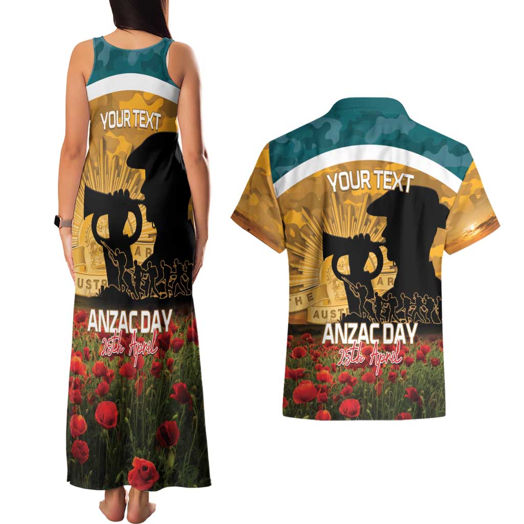 Personalised Wallabies ANZAC Day Couples Matching Tank Maxi Dress and Hawaiian Shirt Last Post Poppy Lest We Forget