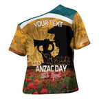 Personalised Wallabies ANZAC Day Cross Shoulder Shirt Last Post Poppy Lest We Forget