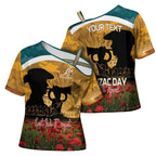 Personalised Wallabies ANZAC Day Cross Shoulder Shirt Last Post Poppy Lest We Forget
