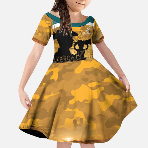 Personalised Wallabies ANZAC Day Family Matching Long Sleeve Bodycon Dress and Hawaiian Shirt Last Post Poppy Lest We Forget