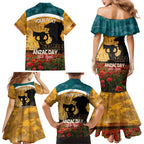 Personalised Wallabies ANZAC Day Family Matching Mermaid Dress and Hawaiian Shirt Last Post Poppy Lest We Forget