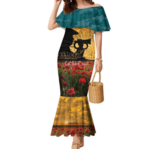 Personalised Wallabies ANZAC Day Family Matching Mermaid Dress and Hawaiian Shirt Last Post Poppy Lest We Forget