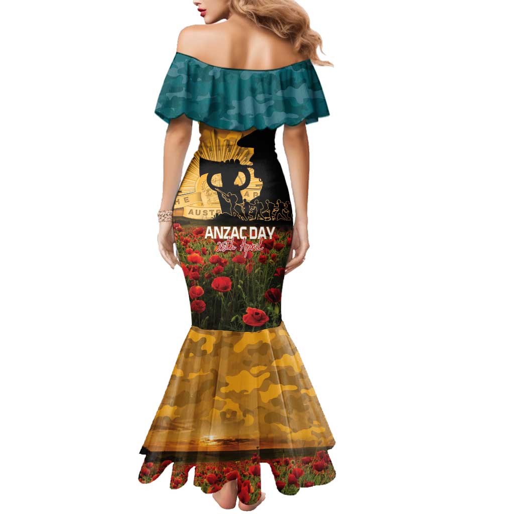 Personalised Wallabies ANZAC Day Family Matching Mermaid Dress and Hawaiian Shirt Last Post Poppy Lest We Forget