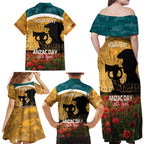 Personalised Wallabies ANZAC Day Family Matching Off Shoulder Maxi Dress and Hawaiian Shirt Last Post Poppy Lest We Forget