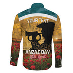 Personalised Wallabies ANZAC Day Family Matching Off Shoulder Maxi Dress and Hawaiian Shirt Last Post Poppy Lest We Forget