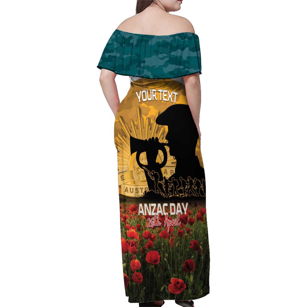 Personalised Wallabies ANZAC Day Family Matching Off Shoulder Maxi Dress and Hawaiian Shirt Last Post Poppy Lest We Forget