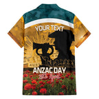 Personalised Wallabies ANZAC Day Family Matching Off Shoulder Short Dress and Hawaiian Shirt Last Post Poppy Lest We Forget