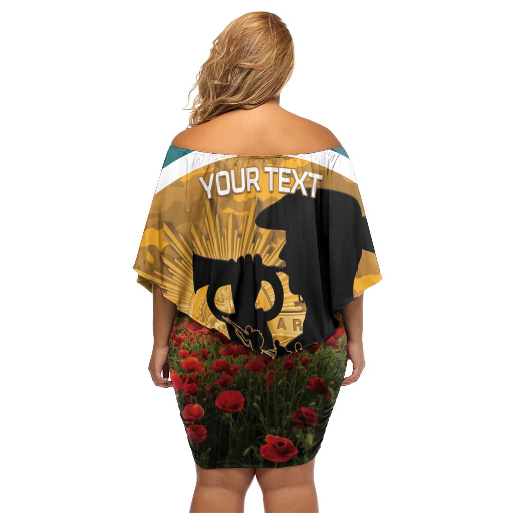 Personalised Wallabies ANZAC Day Family Matching Off Shoulder Short Dress and Hawaiian Shirt Last Post Poppy Lest We Forget