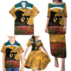 Personalised Wallabies ANZAC Day Family Matching Puletasi and Hawaiian Shirt Last Post Poppy Lest We Forget