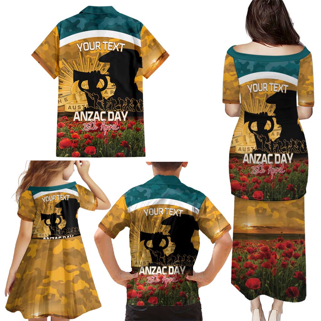 Personalised Wallabies ANZAC Day Family Matching Puletasi and Hawaiian Shirt Last Post Poppy Lest We Forget