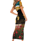 Personalised Wallabies ANZAC Day Family Matching Short Sleeve Bodycon Dress and Hawaiian Shirt Last Post Poppy Lest We Forget