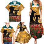 Personalised Wallabies ANZAC Day Family Matching Summer Maxi Dress and Hawaiian Shirt Last Post Poppy Lest We Forget