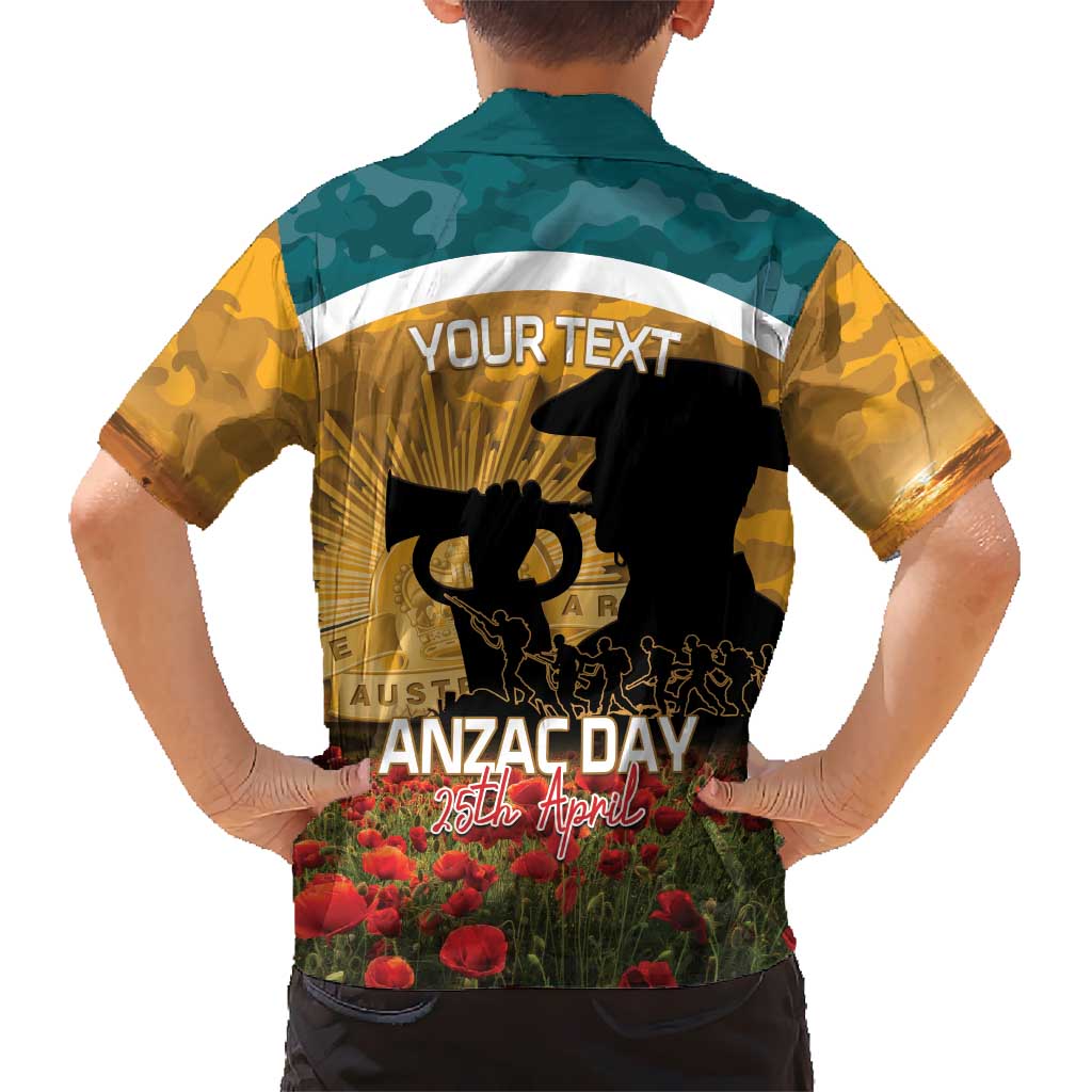 Personalised Wallabies ANZAC Day Family Matching Summer Maxi Dress and Hawaiian Shirt Last Post Poppy Lest We Forget