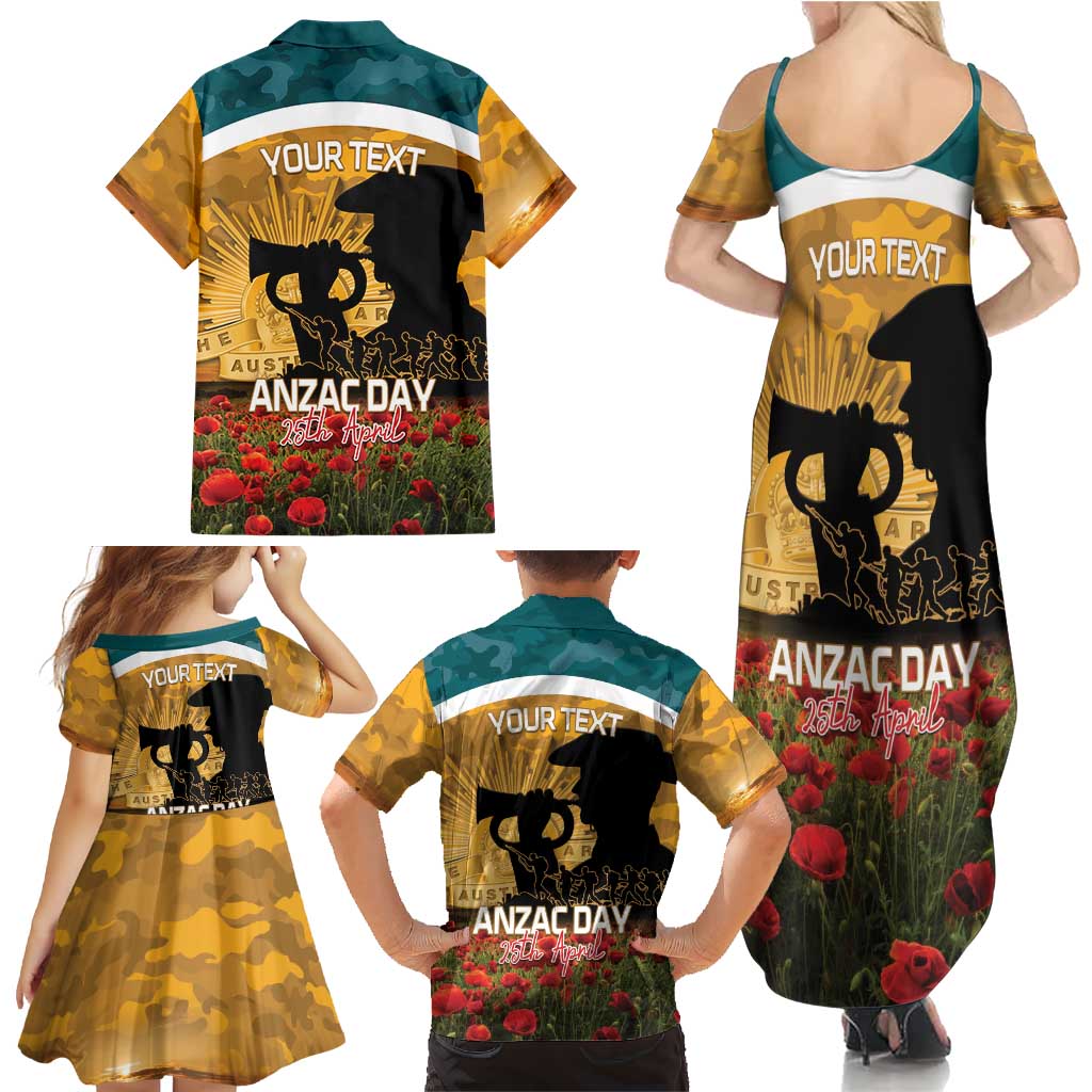Personalised Wallabies ANZAC Day Family Matching Summer Maxi Dress and Hawaiian Shirt Last Post Poppy Lest We Forget
