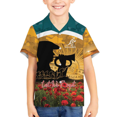 Personalised Wallabies ANZAC Day Family Matching Summer Maxi Dress and Hawaiian Shirt Last Post Poppy Lest We Forget