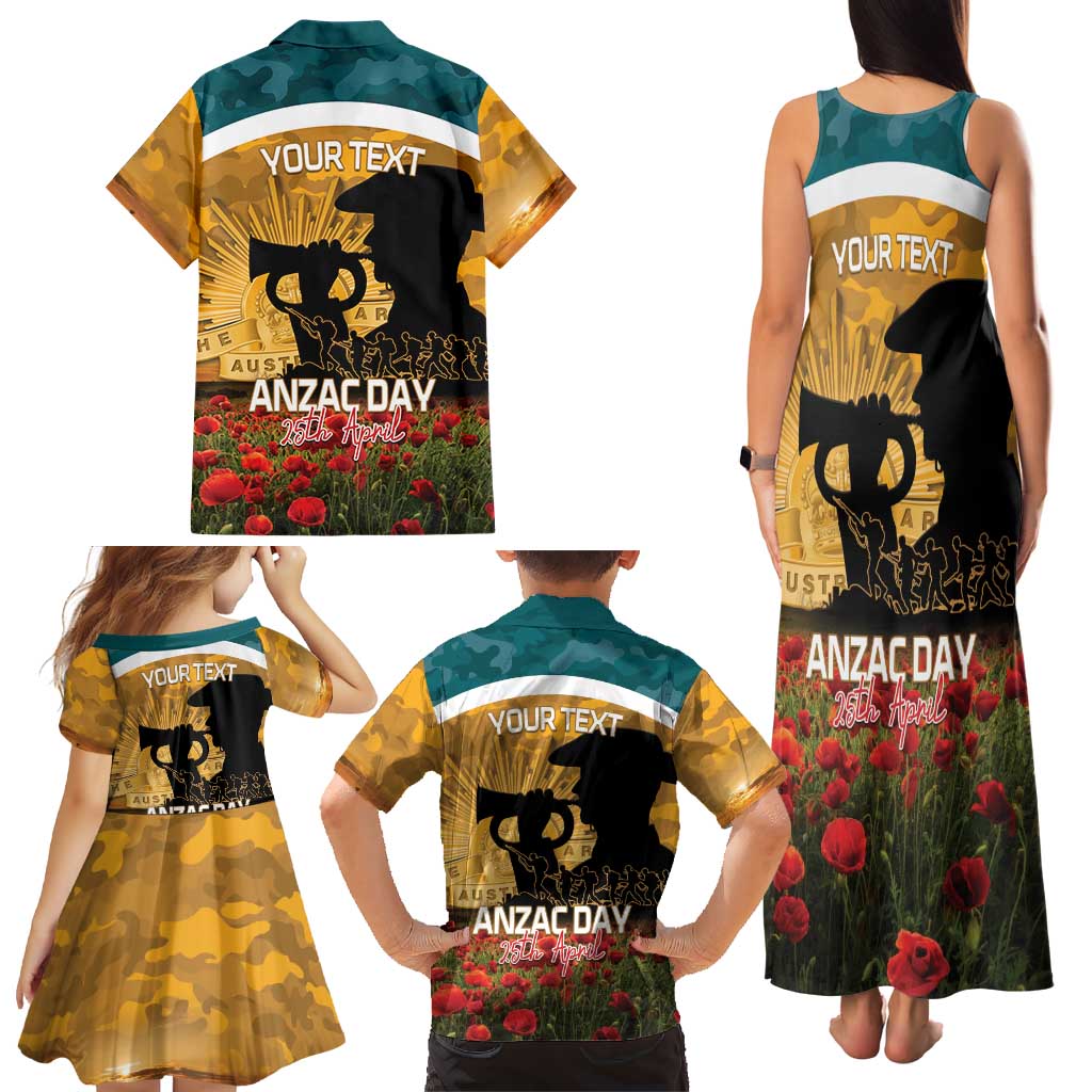 Personalised Wallabies ANZAC Day Family Matching Tank Maxi Dress and Hawaiian Shirt Last Post Poppy Lest We Forget